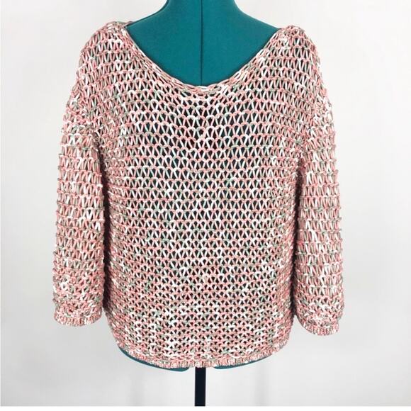 NWT Anthropologie moth open knit pink sweater - Picture 3 of 12